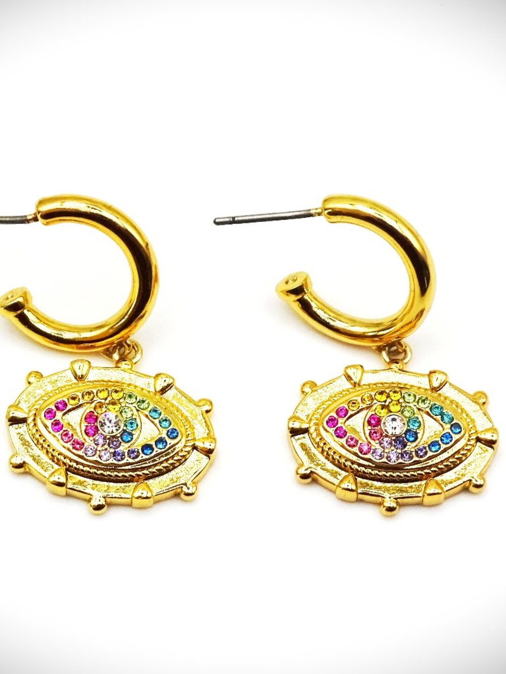 KURT GEIGER LONDON Evil Eye Huggie Drop Earrings